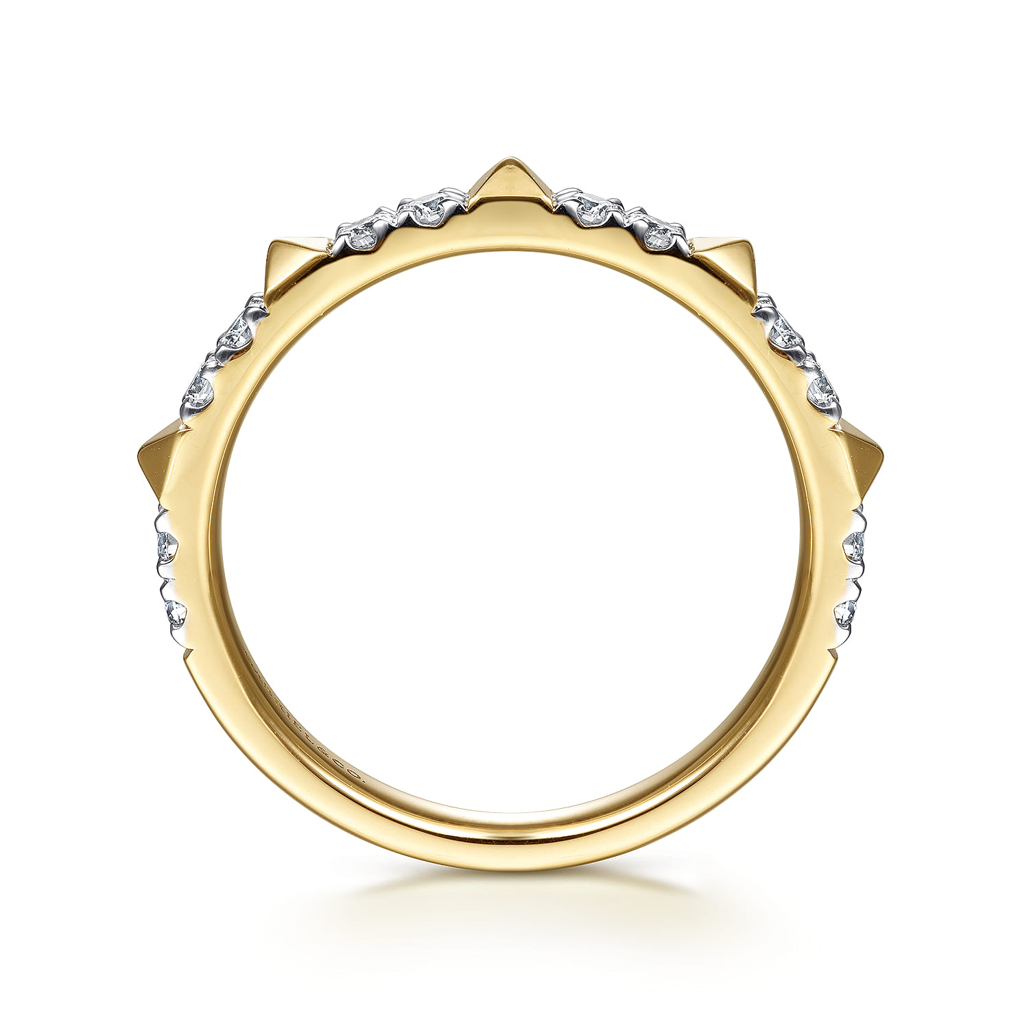 14K Yellow Gold Alternating Diamond and Pyramid Stackable Ring - 0.25 ct - Shot 2