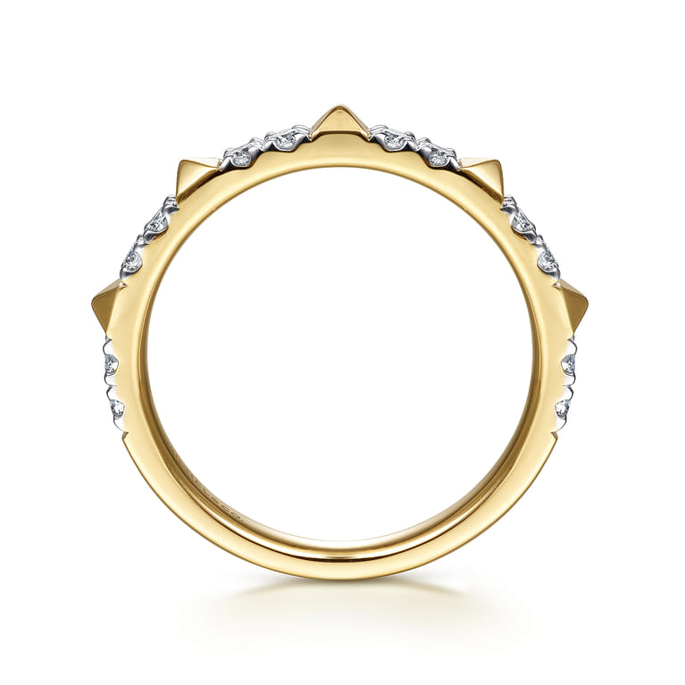 14K Yellow Gold Alternating Diamond and Pyramid Stackable Ring - 0.25 ct - Shot 2
