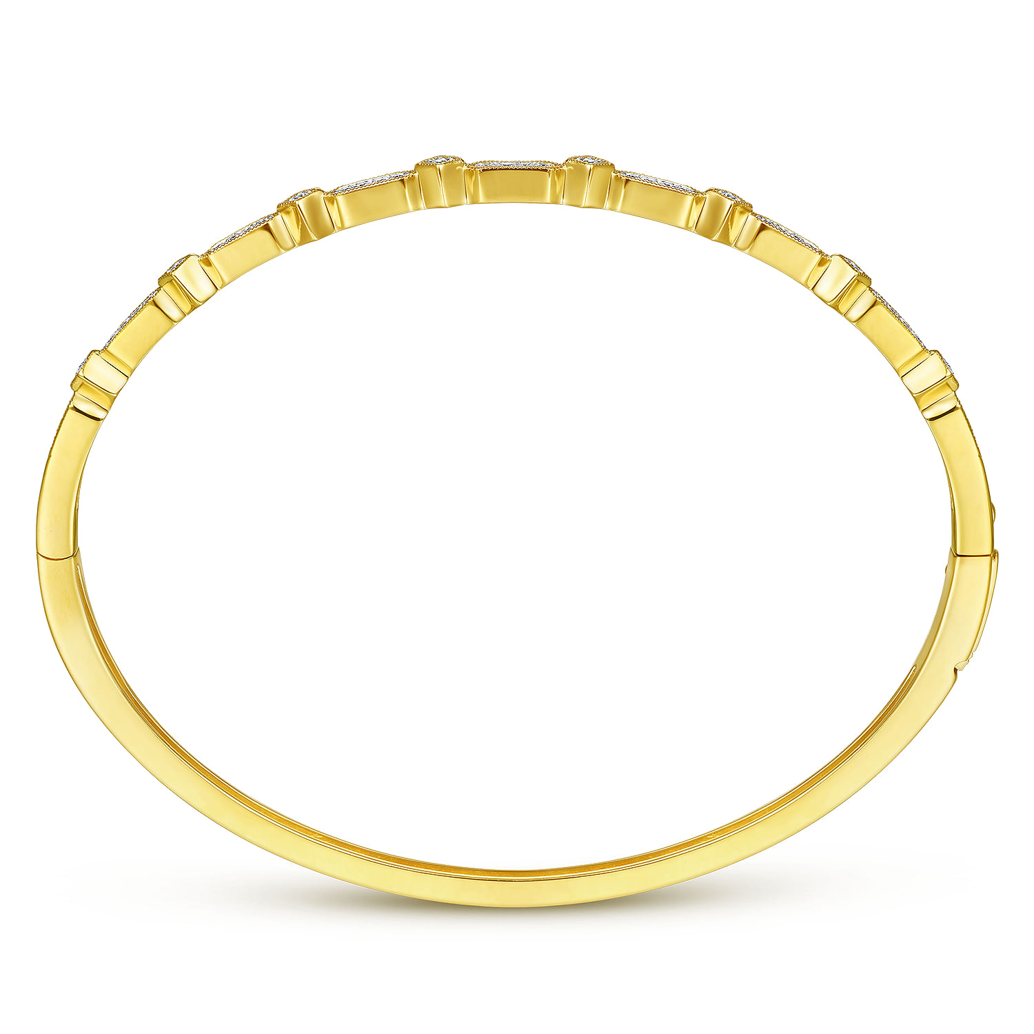 14K Yellow Gold Alternating Geometric Stations Diamond Bangle
