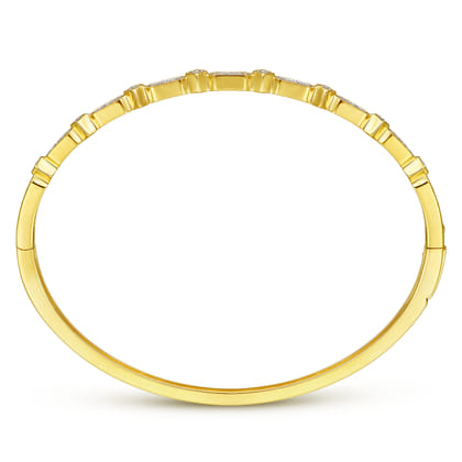 14K Yellow Gold Alternating Geometric Stations Diamond Bangle