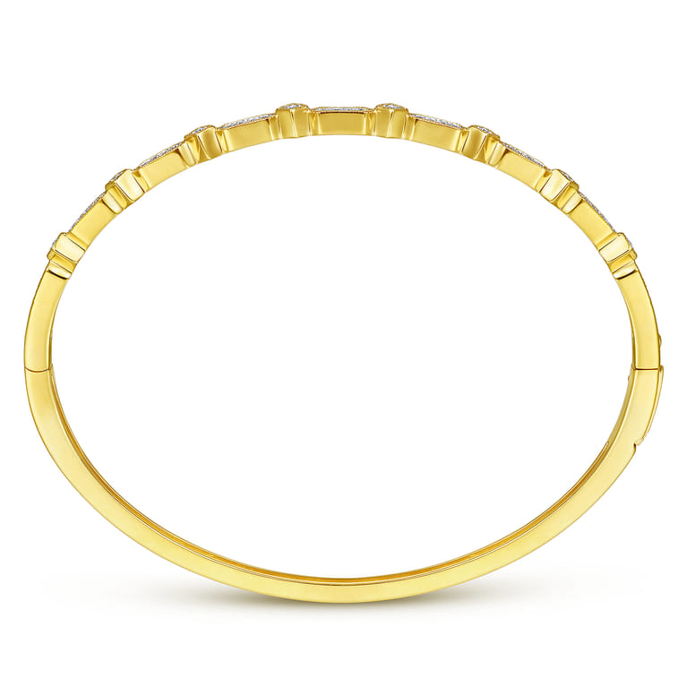 14K Yellow Gold Alternating Geometric Stations Diamond Bangle - 0.22 ct - Shot 3