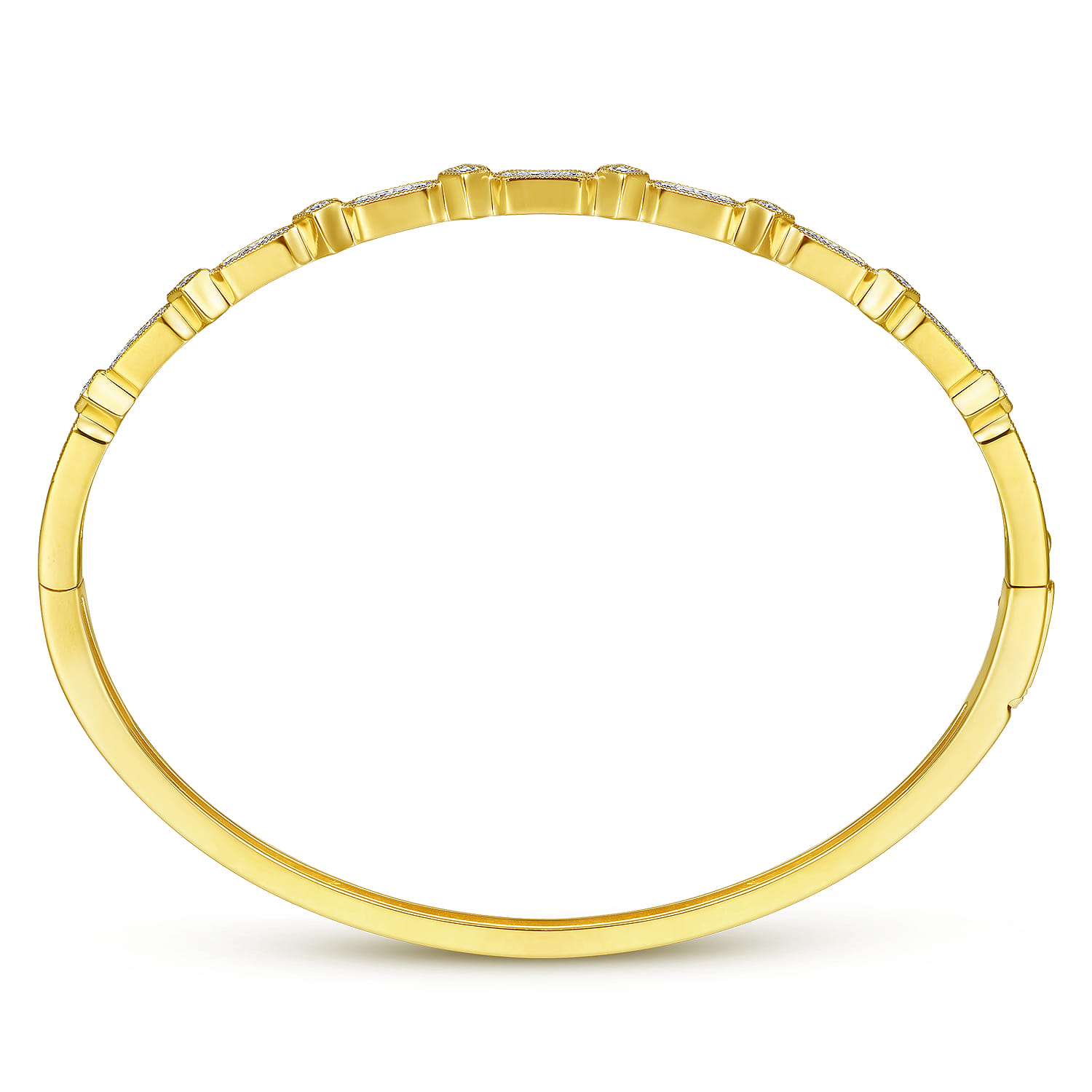 14K Yellow Gold Alternating Geometric Stations Diamond Bangle - 0.22 ct - Shot 3