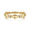 14K Yellow Gold Alternating Geometric and Diamond Station Ring - 0.09 ct