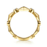 14K Yellow Gold Alternating Geometric and Diamond Station Ring - 0.09 ct