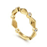 14K Yellow Gold Alternating Geometric and Diamond Station Ring - 0.09 ct