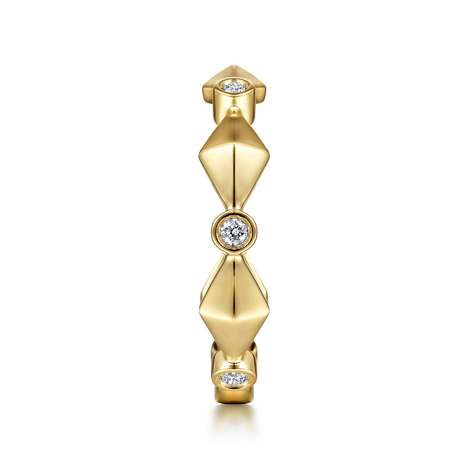 14K Yellow Gold Alternating Geometric and Diamond Station Ring - 0.09 ct - Shot 4