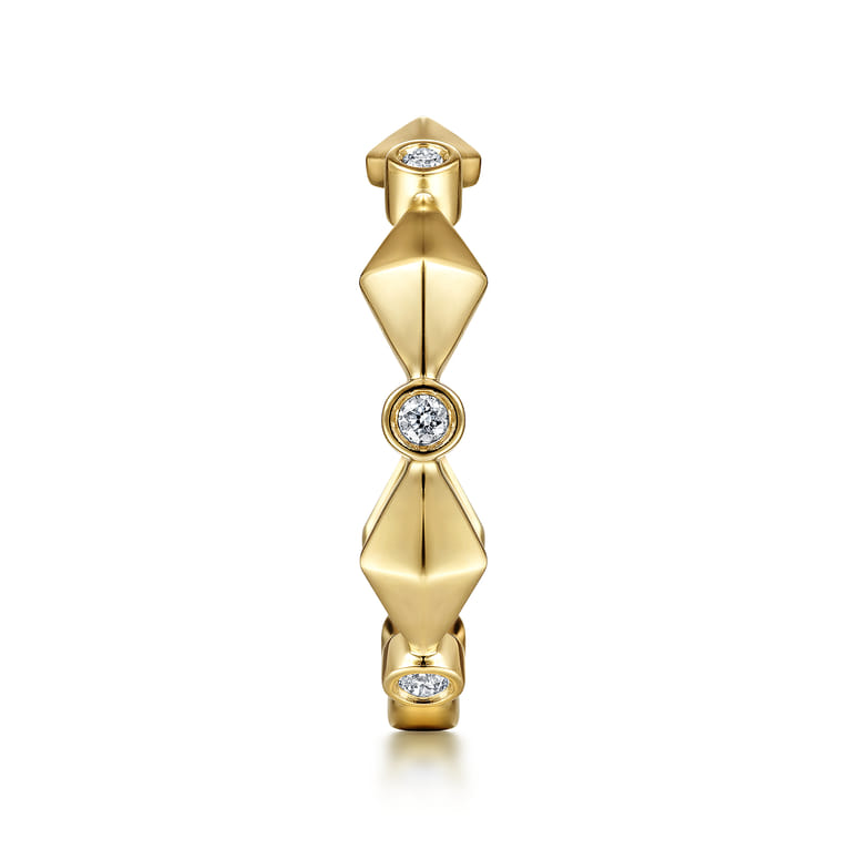 14K Yellow Gold Alternating Geometric and Diamond Station Ring - 0.09 ct - Shot 4