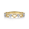14K Yellow Gold Alternating Open Link and Diamond Stackable Ring - 0.14 ct