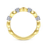 14K Yellow Gold Alternating Open Link and Diamond Stackable Ring - 0.14 ct