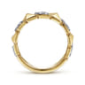 14K Yellow Gold Alternating Pave Diamond and Pyramid Ring - 0.3 ct