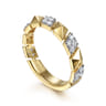 14K Yellow Gold Alternating Pave Diamond and Pyramid Ring - 0.3 ct