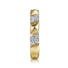 14K Yellow Gold Alternating Pave Diamond and Pyramid Ring - 0.3 ct