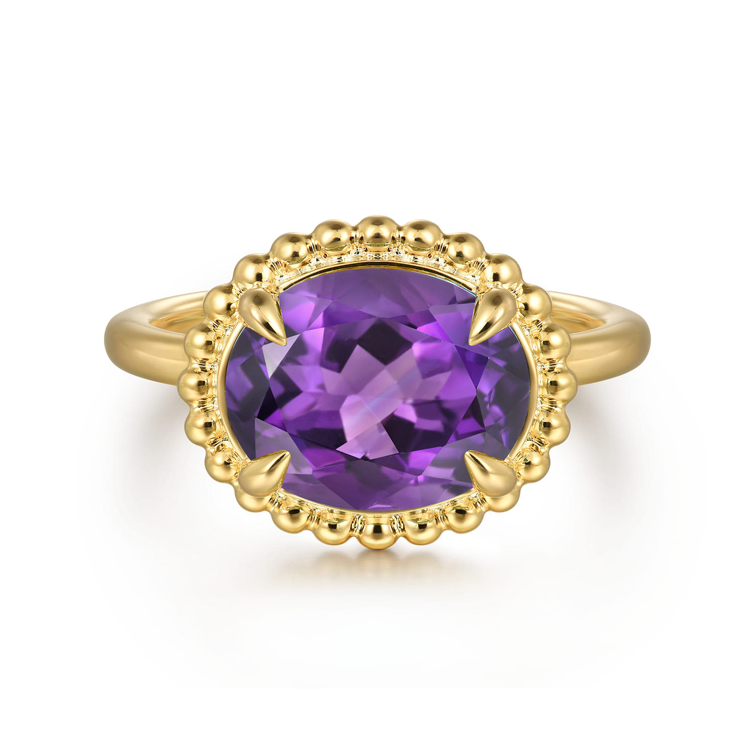 14K Yellow Gold Amethyst Bujukan Ladies Ring - Shot 1