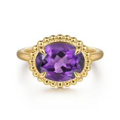14K Yellow Gold Amethyst Bujukan Ladies Ring