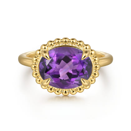 14K Yellow Gold Amethyst Bujukan Ladies Ring