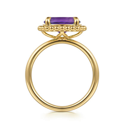 14K Yellow Gold Amethyst Bujukan Ladies Ring