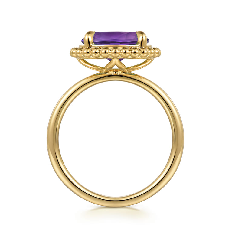 14K Yellow Gold Amethyst Bujukan Ladies Ring - Shot 2