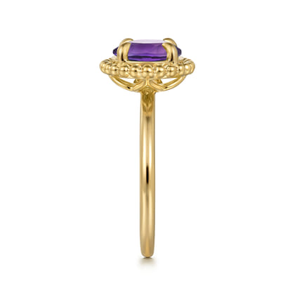 14K Yellow Gold Amethyst Bujukan Ladies Ring