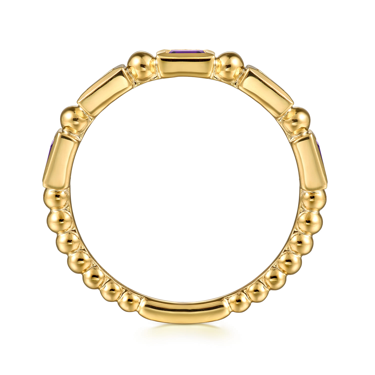 14K Yellow Gold Amethyst Geometric Stackable Ring - Shot 2