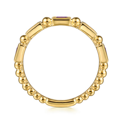 14K Yellow Gold Amethyst Geometric Stackable Ring
