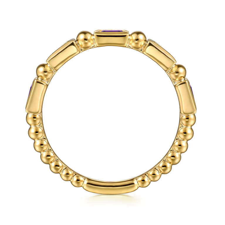 14K Yellow Gold Amethyst Geometric Stackable Ring - Shot 2