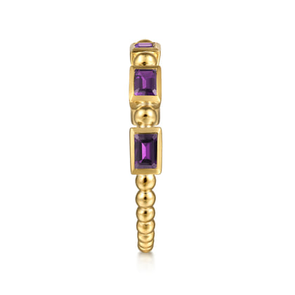 14K Yellow Gold Amethyst Geometric Stackable Ring