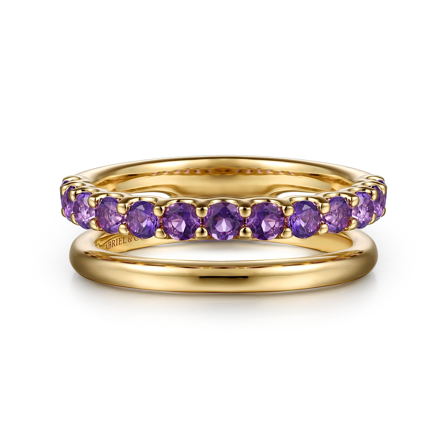 14K Yellow Gold Amethyst Ladies Ring