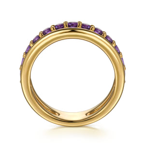 14K Yellow Gold Amethyst Ladies Ring