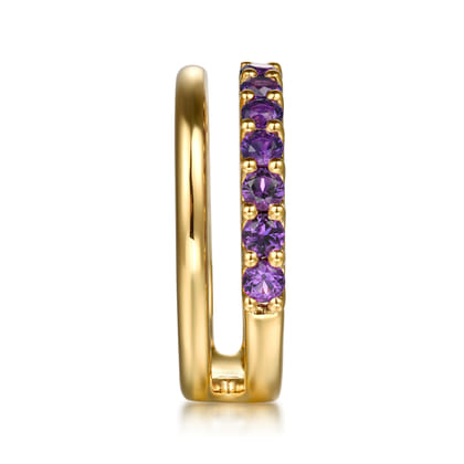 14K Yellow Gold Amethyst Ladies Ring