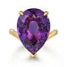 14K Yellow Gold Amethyst Pear Shape Ladies Ring