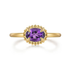 14K Yellow Gold Amethyst Promise Ring