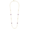 14K Yellow Gold Amethyst Round Shape Necklace With Four Stations Beads and Bezel Setting