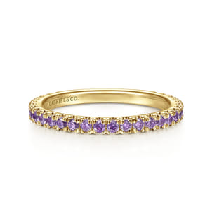 14K Yellow Gold Amethyst Stackable Ring