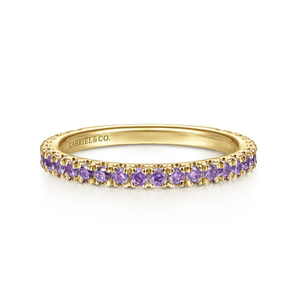 14K Yellow Gold Amethyst Stackable Ring
