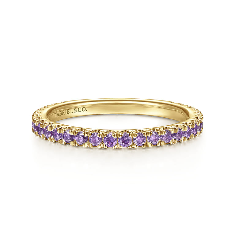 14K Yellow Gold Amethyst Stackable Ring - Shot 1
