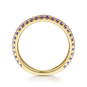 14K Yellow Gold Amethyst Stackable Ring