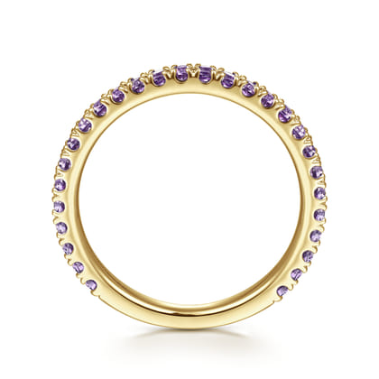 14K Yellow Gold Amethyst Stackable Ring
