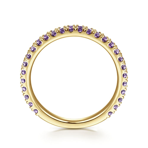 14K Yellow Gold Amethyst Stackable Ring - Shot 2
