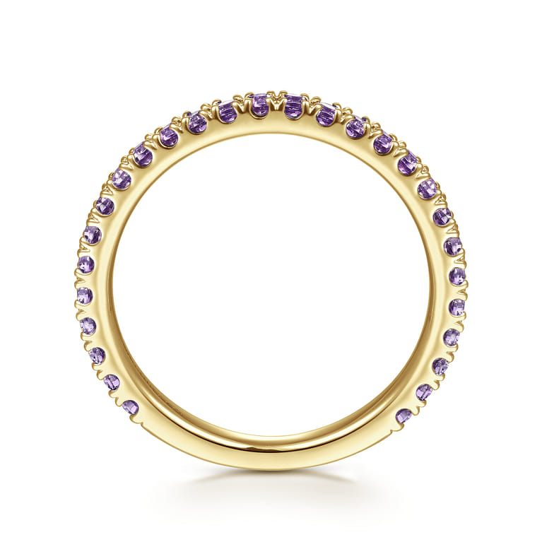14K Yellow Gold Amethyst Stackable Ring - Shot 2