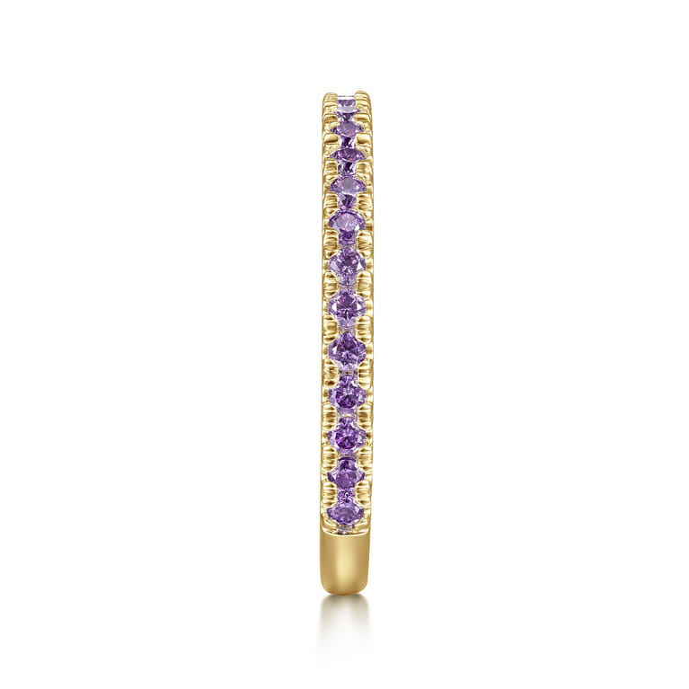 14K Yellow Gold Amethyst Stackable Ring - Shot 4