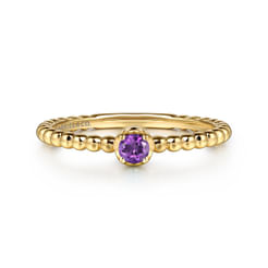 14K Yellow Gold Amethyst Stackable Ring