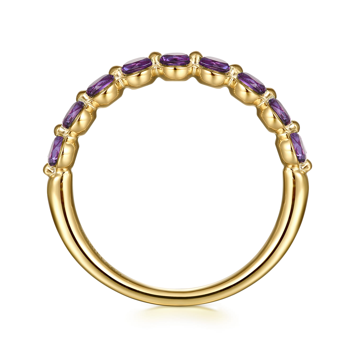 14K Yellow Gold Amethyst Stackable Ring - Shot 2