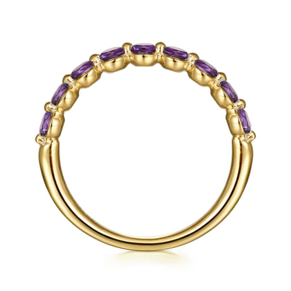 14K Yellow Gold Amethyst Stackable Ring