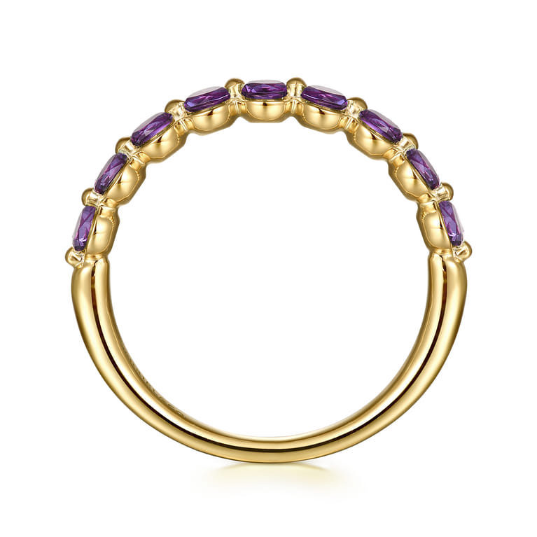 14K Yellow Gold Amethyst Stackable Ring - Shot 2