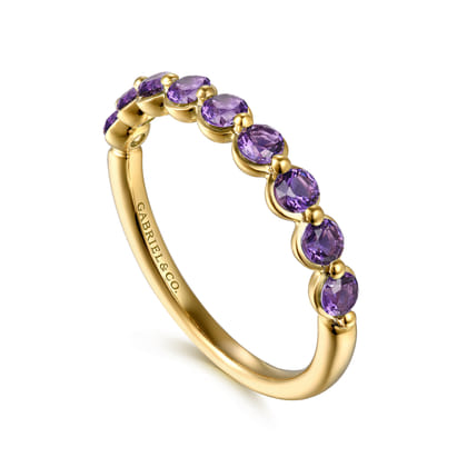 14K Yellow Gold Amethyst Stackable Ring