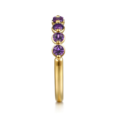 14K Yellow Gold Amethyst Stackable Ring