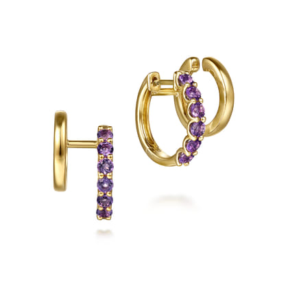 14K Yellow Gold Amethyst Stuggies Earrings