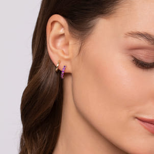 14K Yellow Gold Amethyst Stuggies Earrings