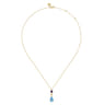 14K Yellow Gold Amethyst and Blue Topaz Teardrop Pendant Necklace