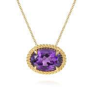 14K Yellow Gold Amethyst and Bujukan Double Pendant Necklace